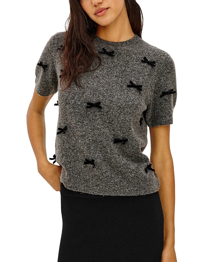Michele Bow Embellished Crewneck Sweater by Rails