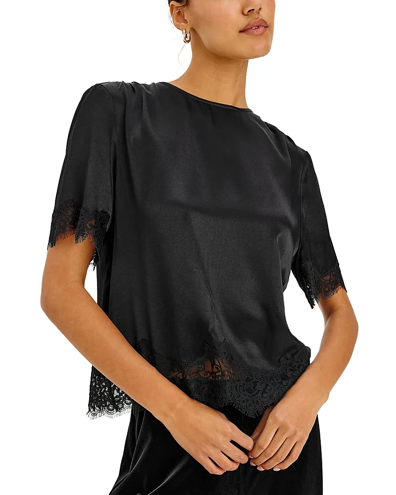 Sonora Lace Trim Short Sleeve Top by Rails