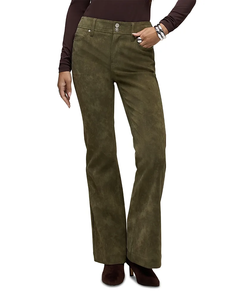 Dani Faux Suede High Rise Flare Jeans by Hudson