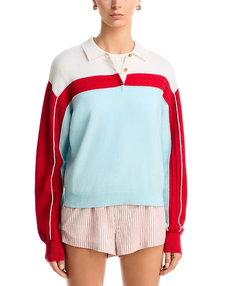 Cashmere Alpine Collegiate Polo Sweater by Guest In Residence