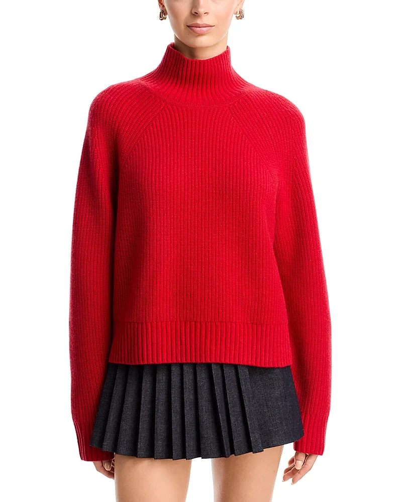 Cashmere Cropped Rib Turtleneck Sweater by Guest In Residence