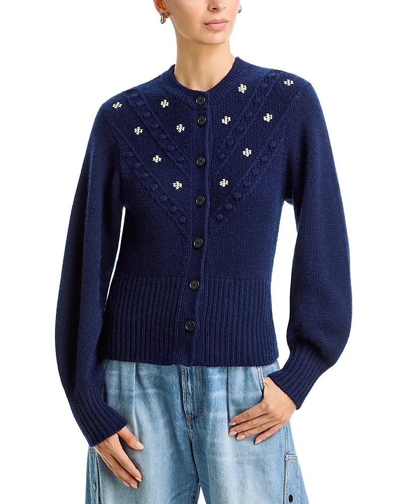 Wool & Cashmere Snowflake Sculpted Cardigan Sweater by Guest In Residence