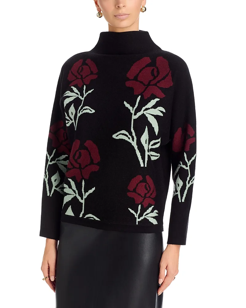 T Tahari Rose Jacquard Funnel Neck Sweater by Tahari