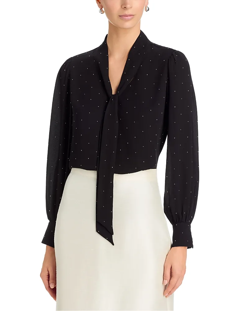 T Tahari Long Sleeve Bow Tie Neck Blouse by Tahari