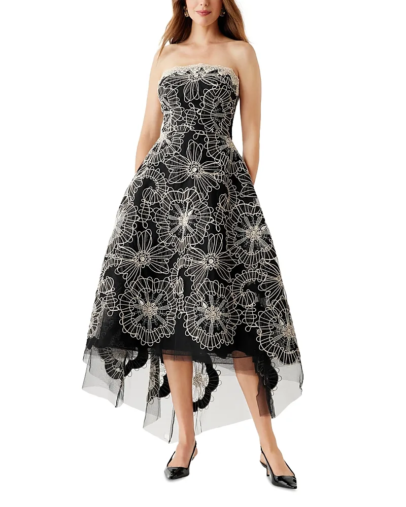 Teri Jon by Rickie Freeman Re Embroidered Tulle Dress by Teri Jon