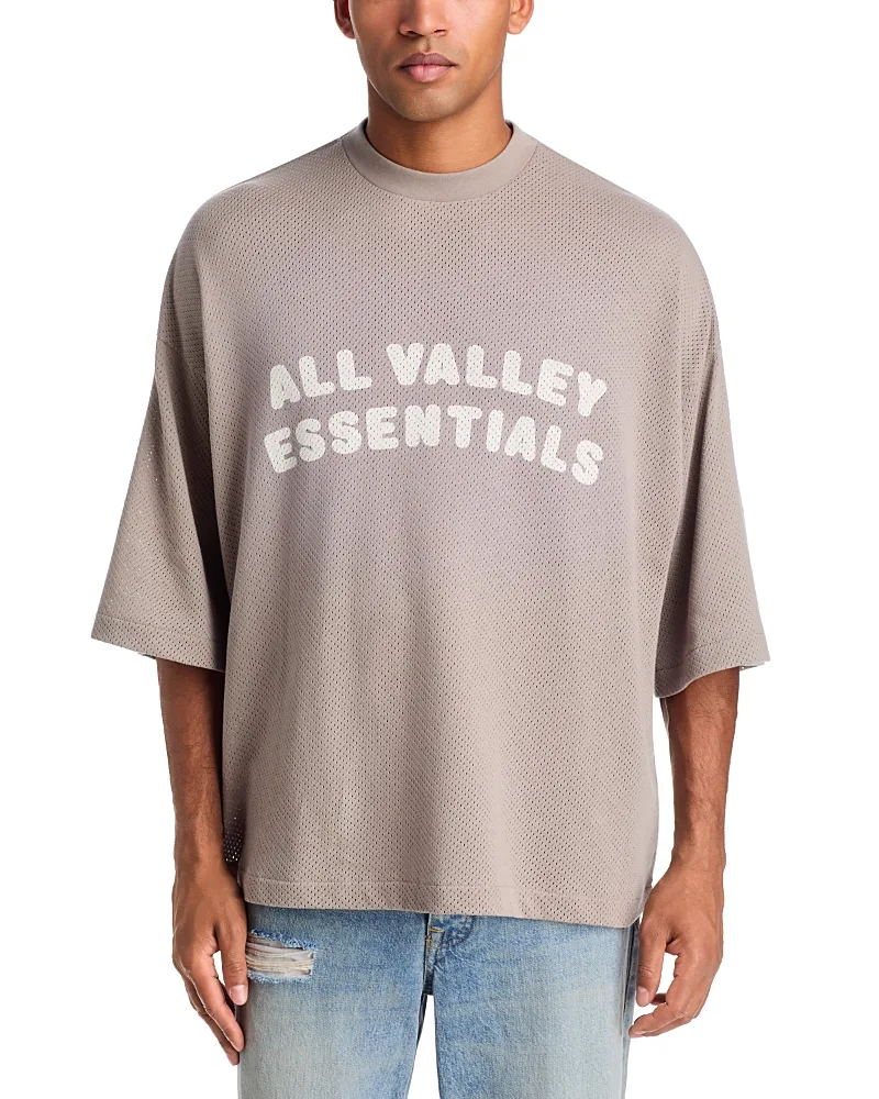 Essentials Merch Graphic Mesh Oversized Tee by Fear Of God