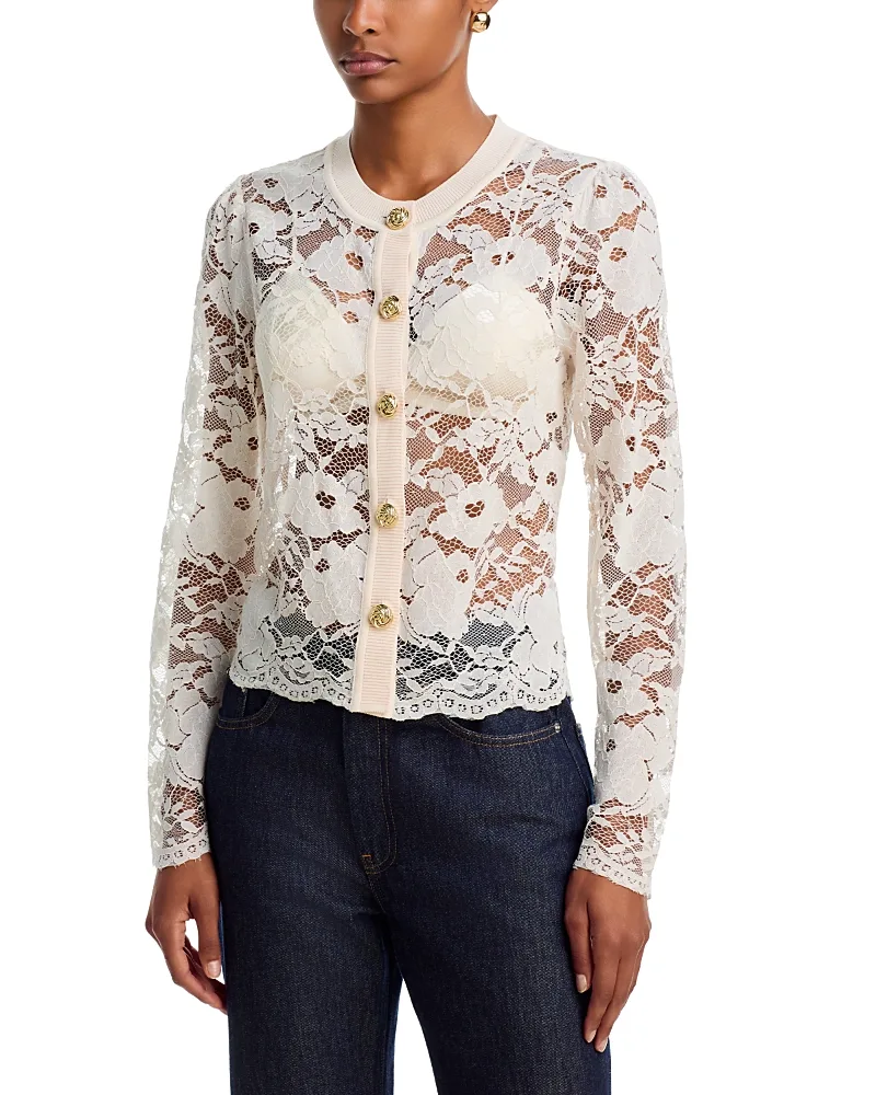 Selina Mesh Lace Crewneck Cardigan by Generation Love