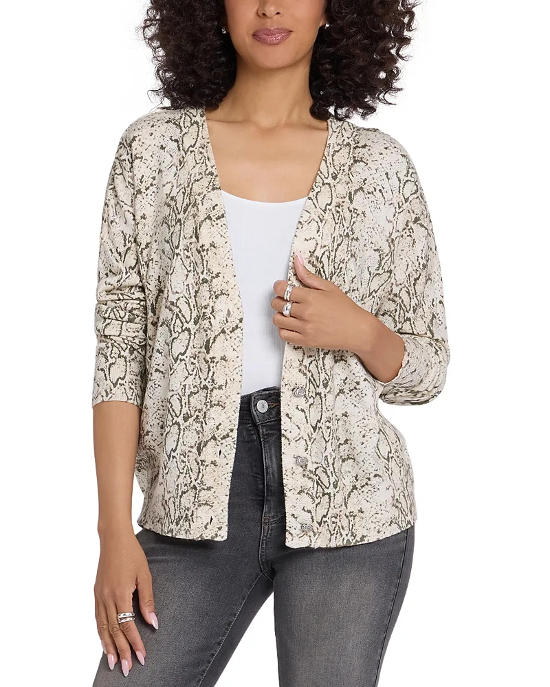 Printed V Neck Cropped Cardigan by NYDJ