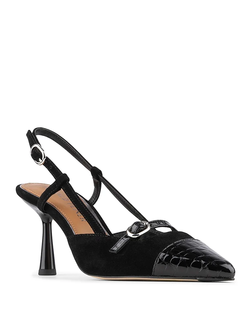 Suede Croco Patent Slingback Pumps by Donald Pliner