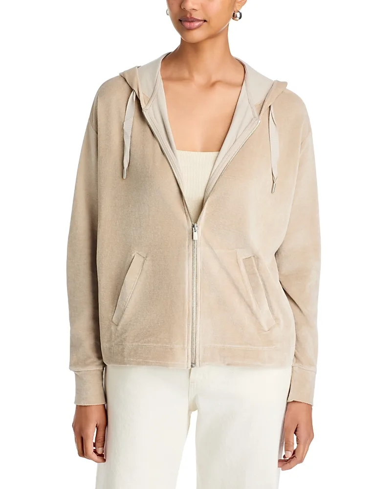 Velour Long Sleeve Zip Hoodie