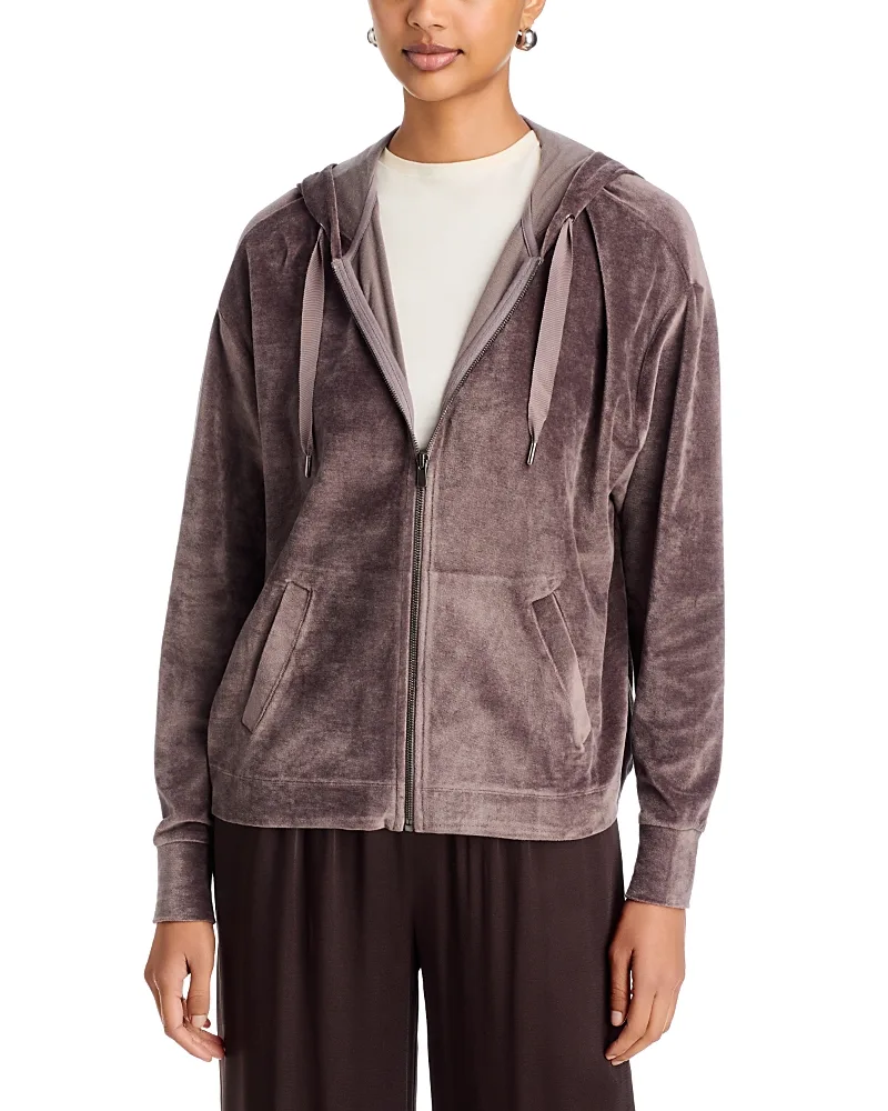 Velour Long Sleeve Zip Hoodie