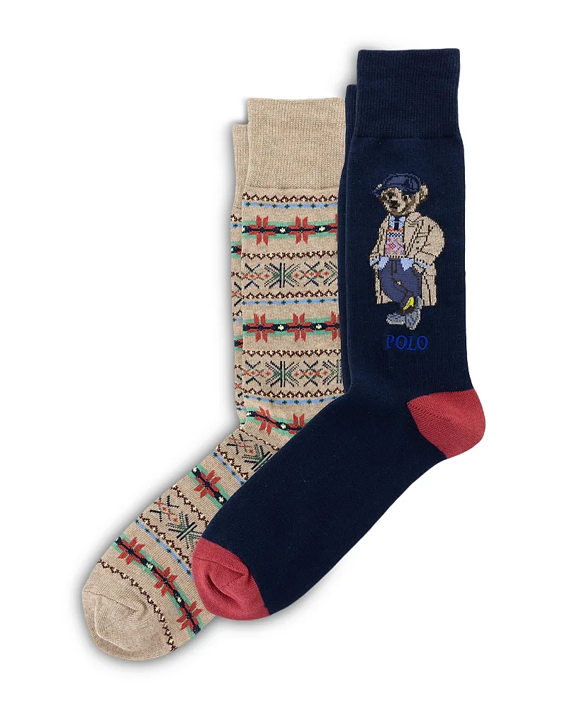 Itchfield Bear Cotton Blend Crew Socks, Pack of 2 by Polo Ralph Lauren