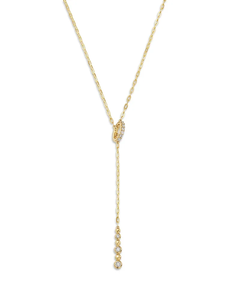 10K Yellow Gold Lab Grown Diamond Lariat Necklace, 0.20 Tcw