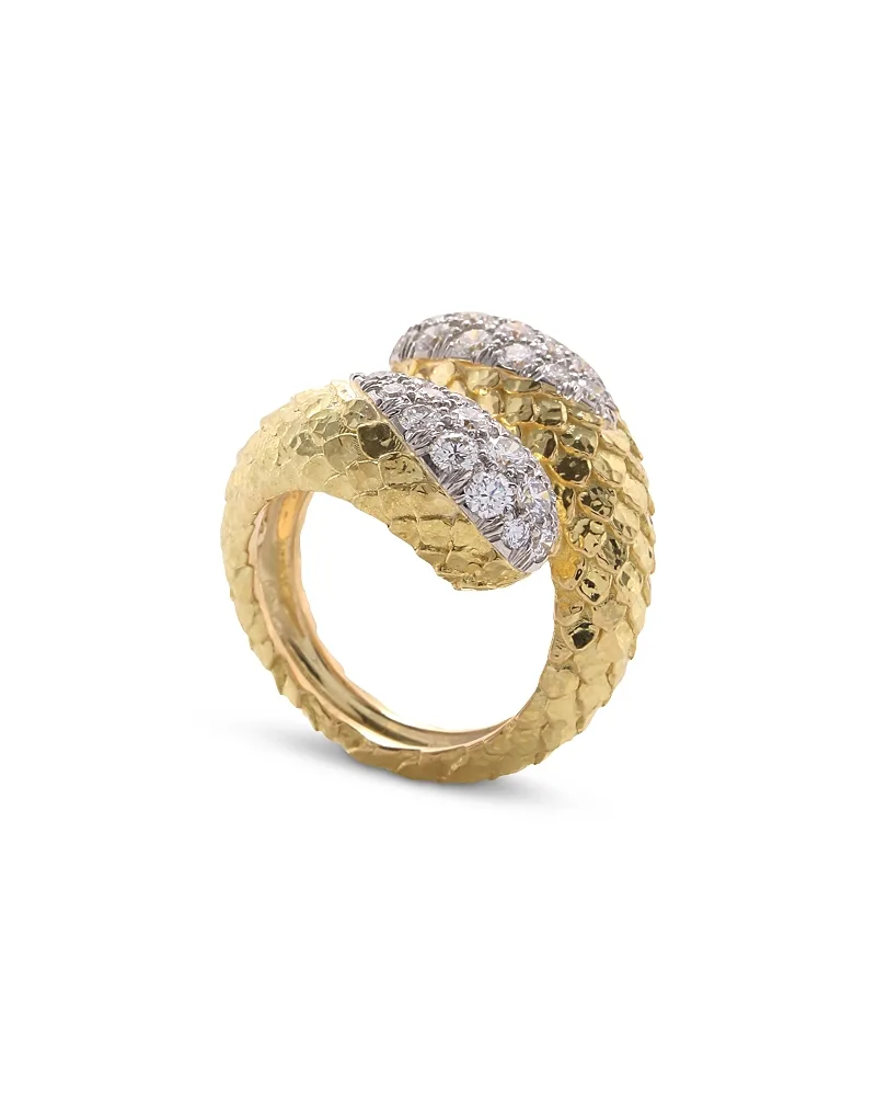 Platinum & 18K Yellow Gold Park Avenue Diamond Textured Bypass Ring, 1.63 Tcw by David Webb