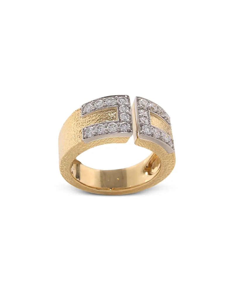 Platinum & 18K Yellow Gold Diamond Geometric Cuff Ring, 0.69 Tcw by David Webb