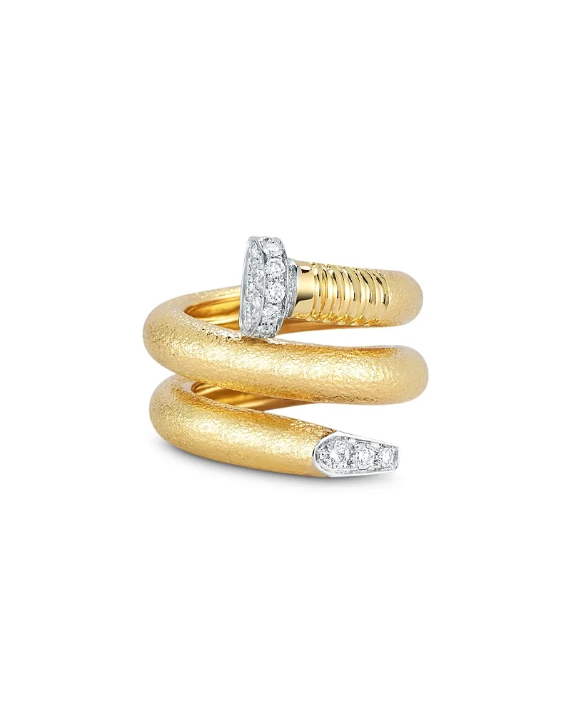 Platinum & 18K Yellow Gold Diamond Hammered Nail Ring, 0.75 Tcw by David Webb