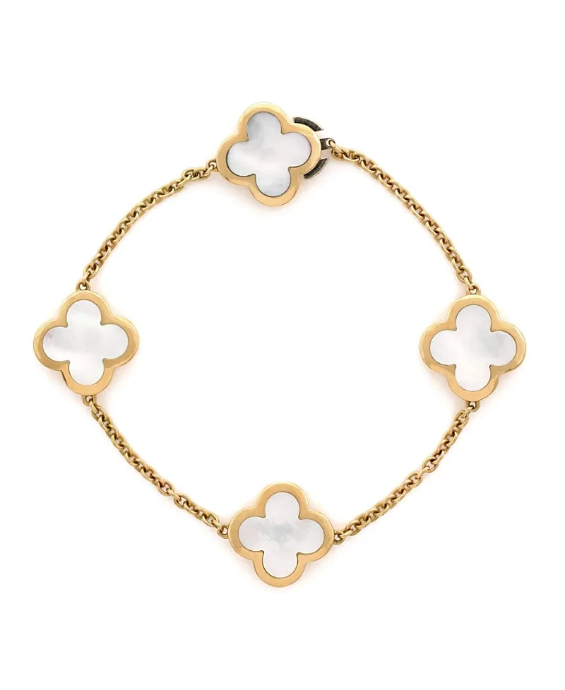 Pre-Owned Van Cleef & Arpels Pure Alhambra 4 Motifs Bracelet 18K Gold with Mother of Pearl