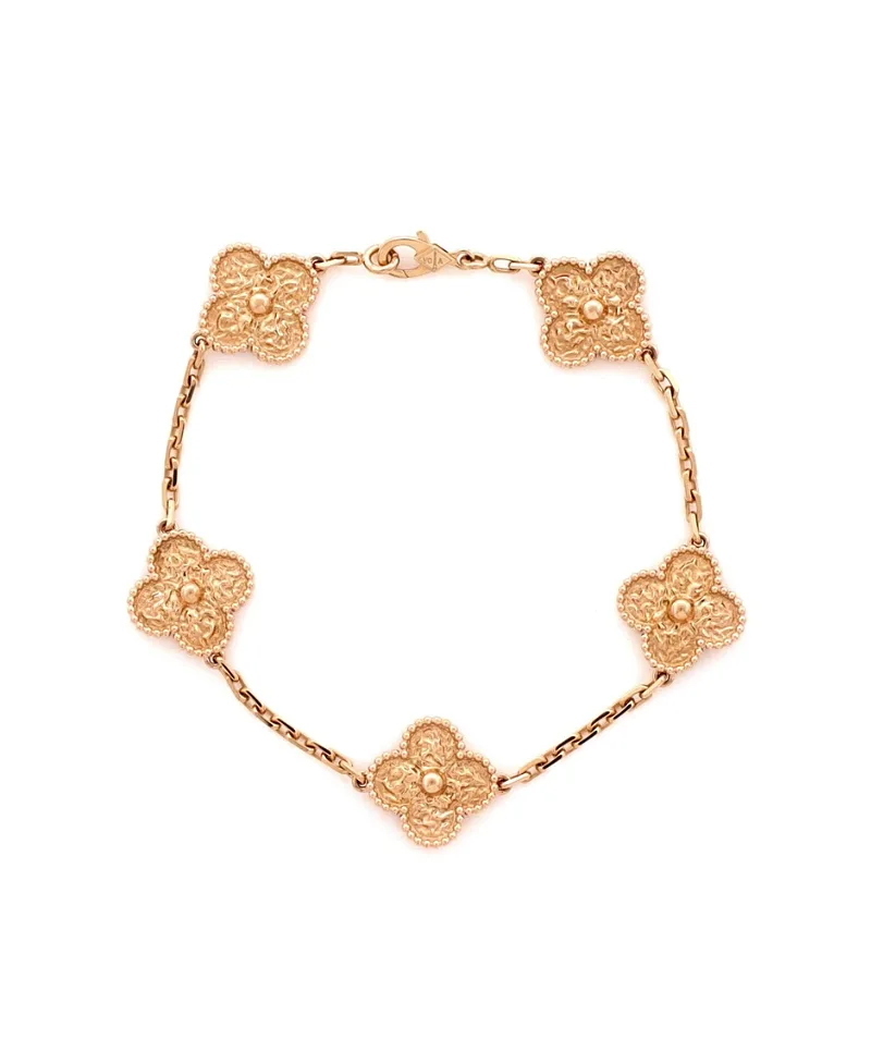 Pre-Owned Van Cleef & Arpels Vintage Alhambra 5 Motifs Bracelet 18K Rose Gold by Pre-owned Van Cleef & Arpels