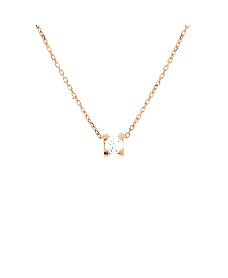 Pre-Owned Cartier 0.20-0.29CT C De Cartier Necklace 18K Rose Gold and Diamond, 16.75"
