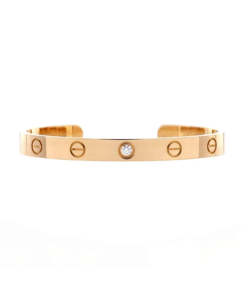 Pre-Owned Cartier Love 1 Diamond Cuff Bracelet 18K Gold with Diamond by Cartier's