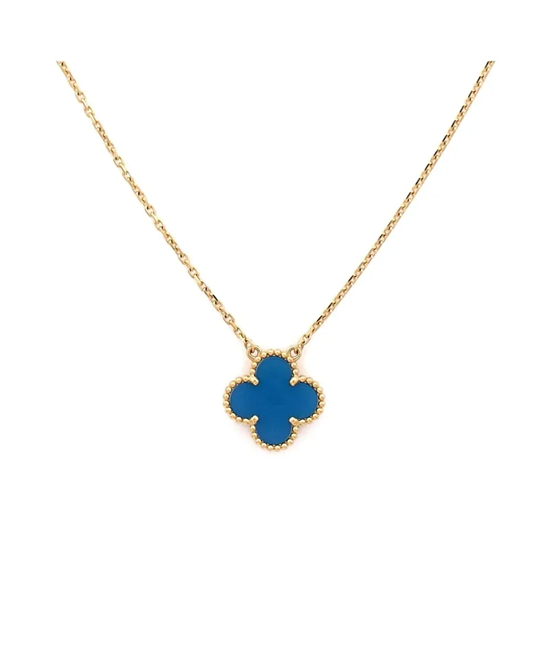 Pre-Owned Van Cleef & Arpels Vintage Alhambra Pendant Necklace 18K Gold and Agate, 16.25"
