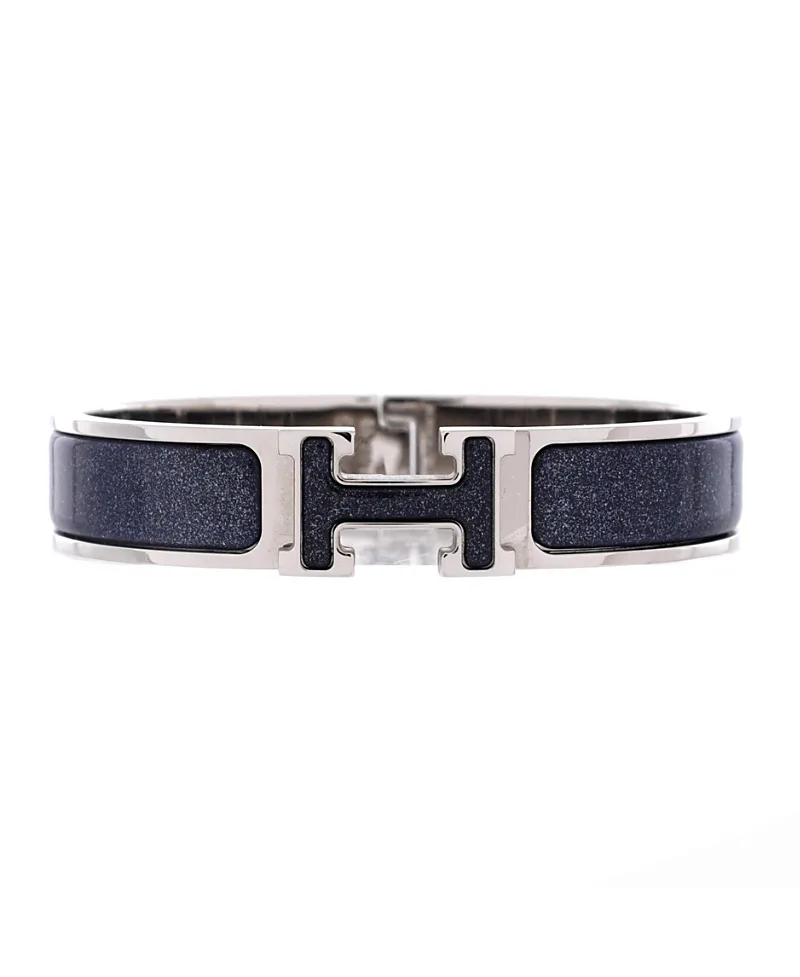 Pre-Owned Hermes Narrow Clic Clac H Bracelet Glitter Enamel by Hermes