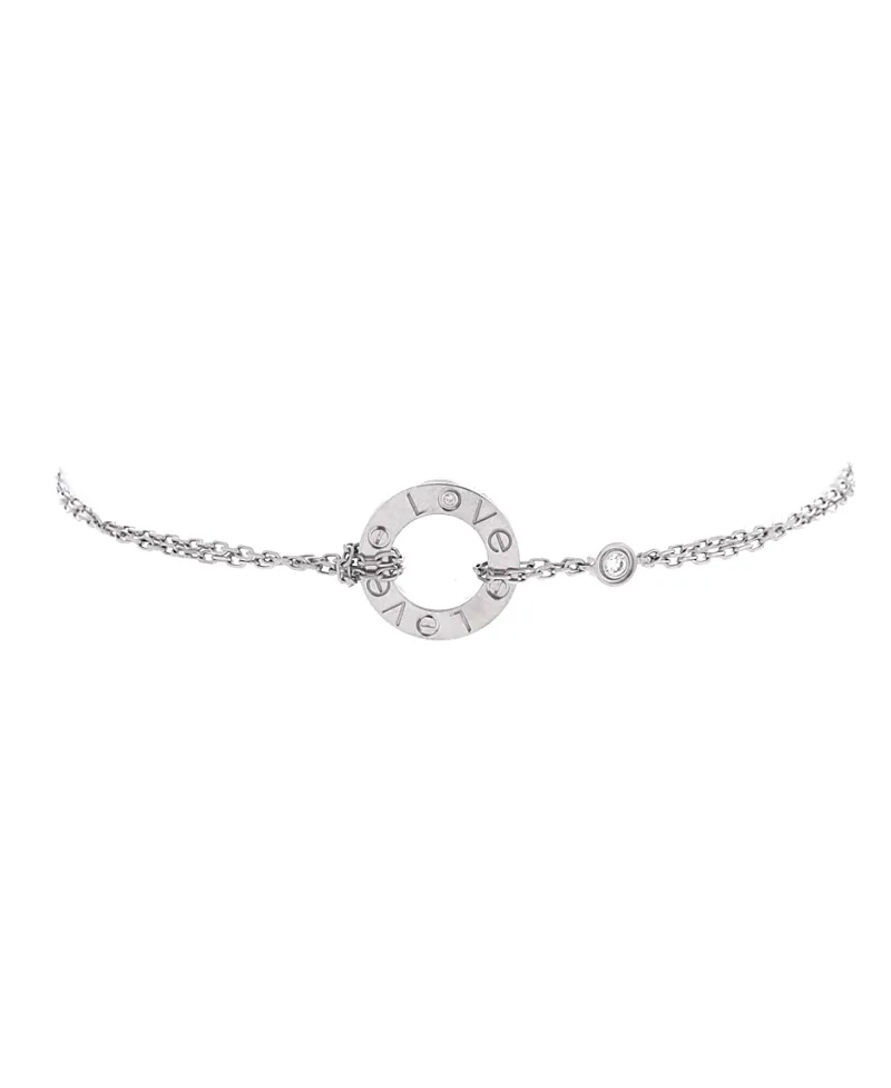 Pre-Owned Cartier 2 Diamonds Love Bracelet 18K White Gold with Diamonds by Cartier's