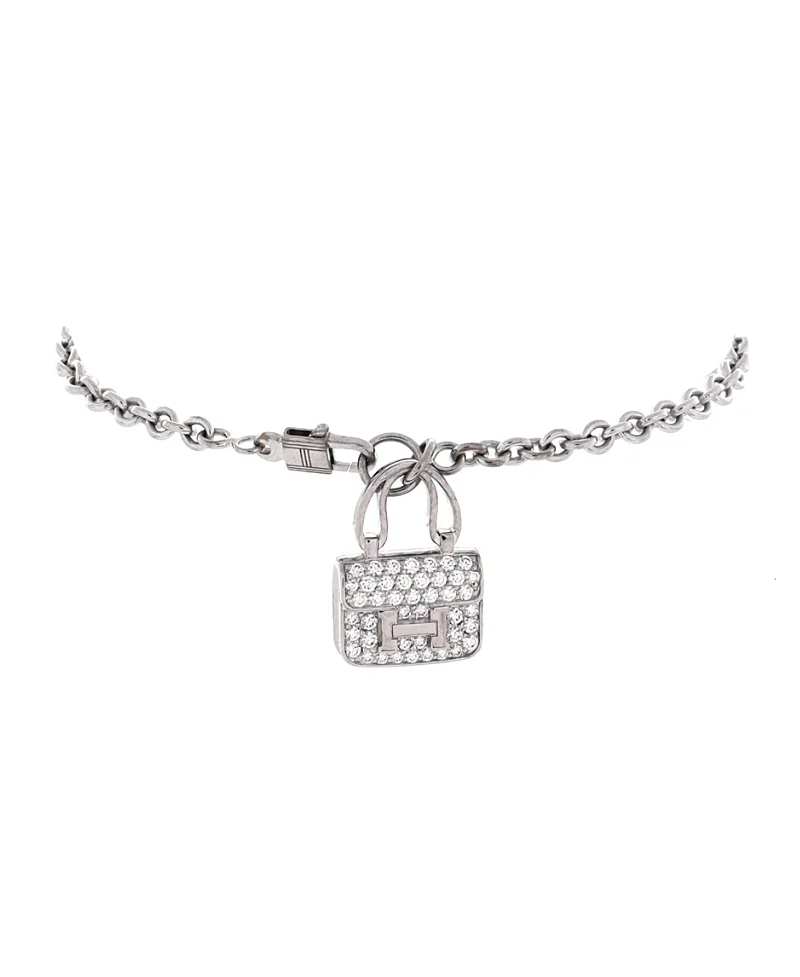Pre-Owned Hermes Amulettes Constance Bracelet 18K White Gold with Diamonds by Hermes