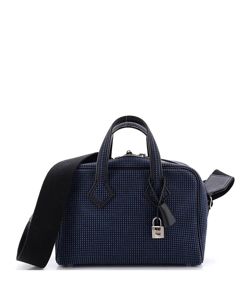 Pre-Owned Hermes Mini Victoria Iii Fourre Tout Bag Toile with Leather by Hermes