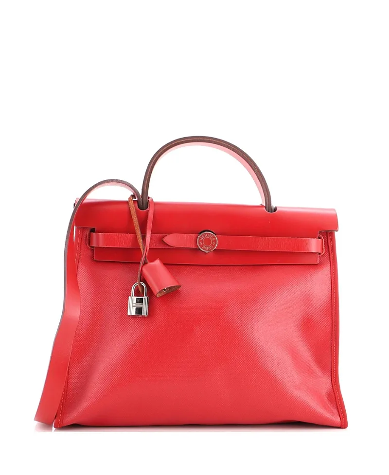 Pre-Owned Hermes 31 Herbag Zip Berline Vache Canvas and Leather by Hermes