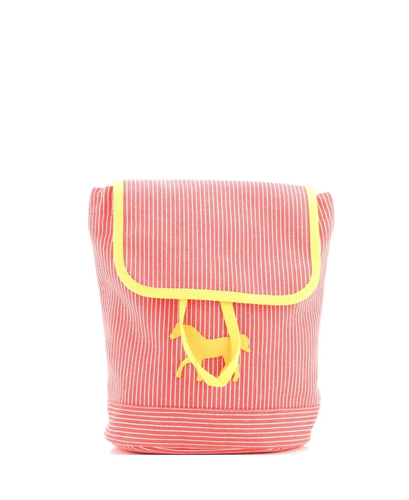 Pre-Owned Hermes Horse Caval Collar Backpack Striped Toile by Hermes