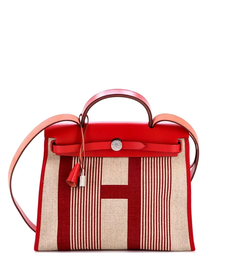 Pre-Owned Hermes 31 Herbag Zip H Vibration Toile and Leather by Hermes