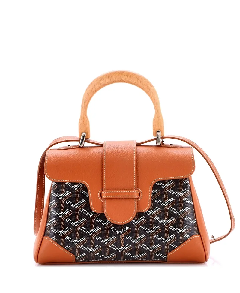 Pre-Owned Mini Saigon Top Handle Bag Coated Canvas with Leather by Pre-owned Goyard