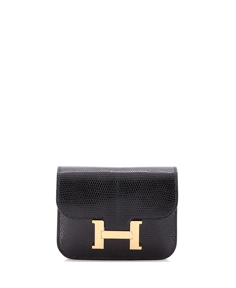Pre-Owned Hermes Constance Slim Wallet Lizard by Hermes