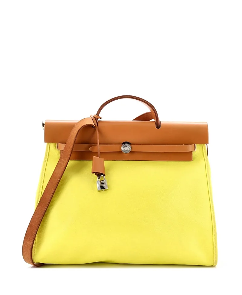 Pre-Owned Hermes 39 Herbag Zip Berline Vache Canvas and Leather by Hermes