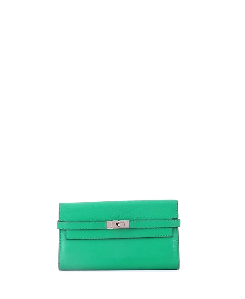 Pre-Owned Hermes Long Kelly Wallet Chevre Mysore