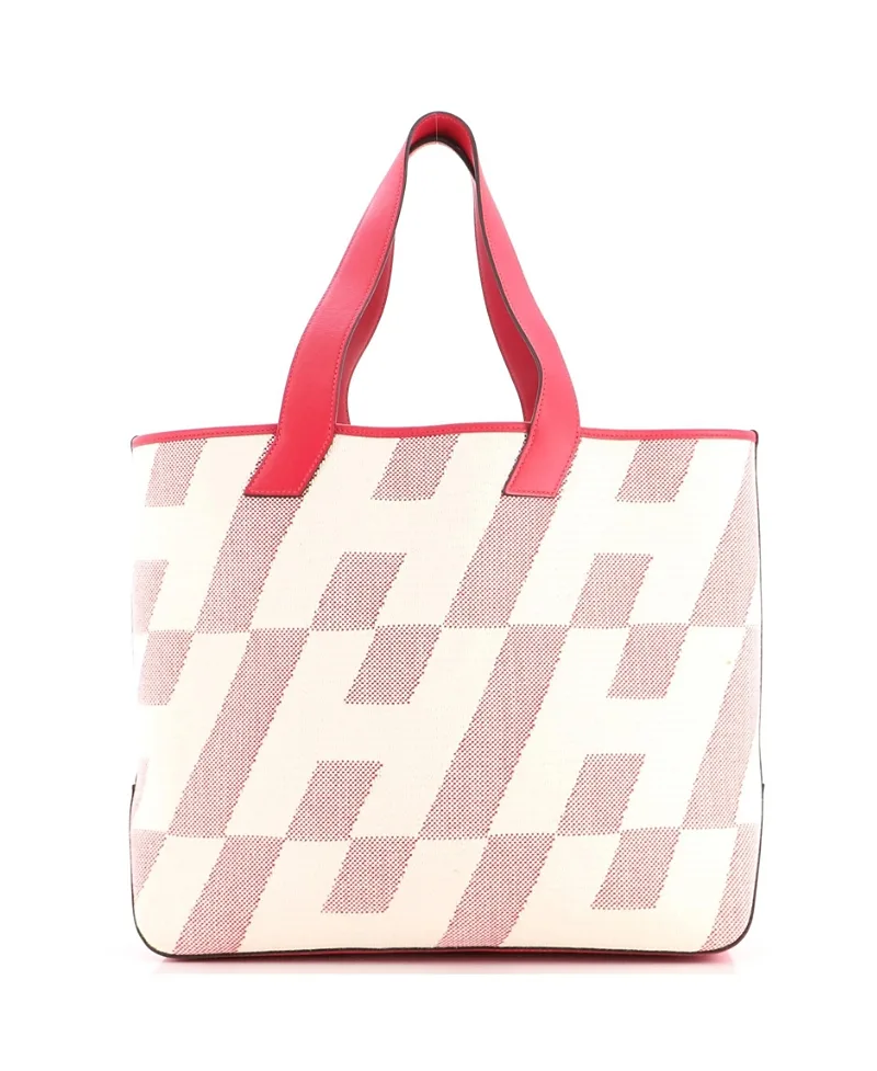 Pre-Owned 40 Cabas H En Biais Tote Canvas with Leather by Hermes