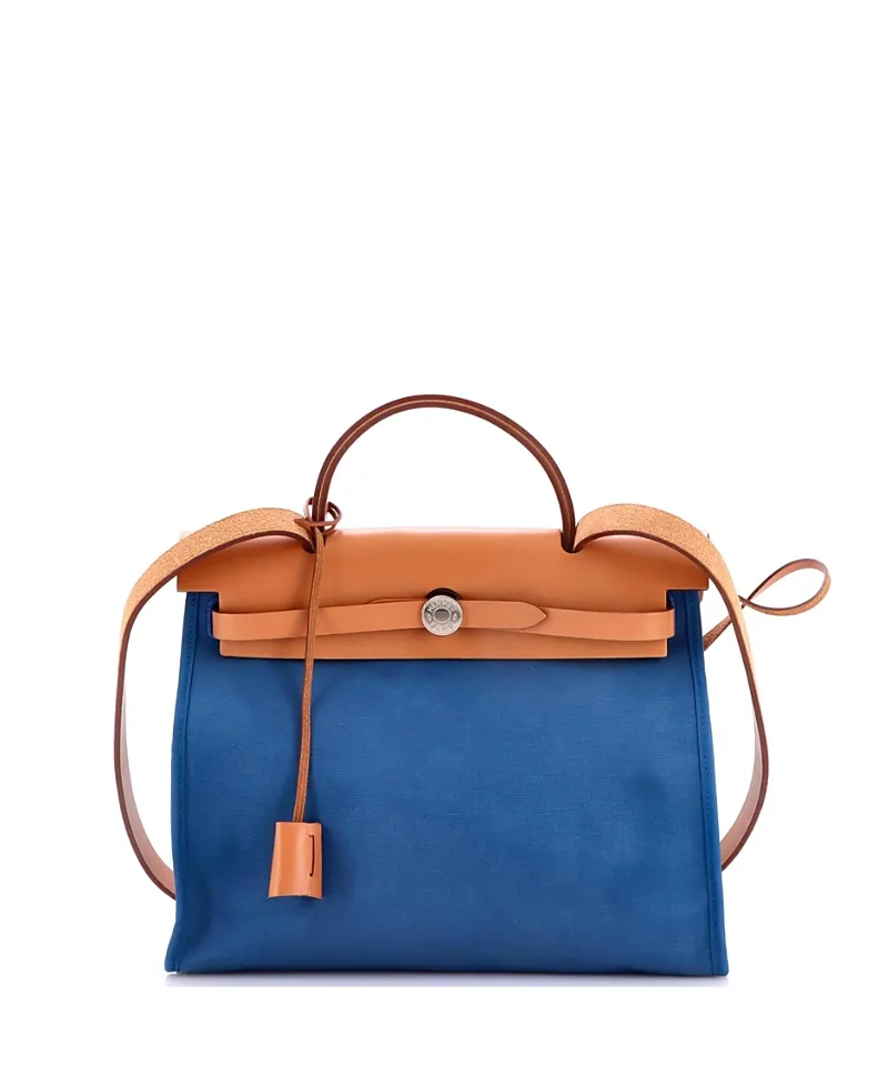 Pre-Owned Hermes 31 Herbag Zip Leather and Toile by Hermes