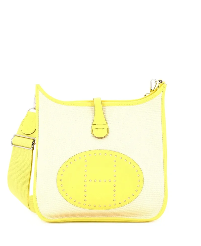 Pre-Owned Hermes Pm Evelyne Bag Gen Iii Toile and Leather by Hermes