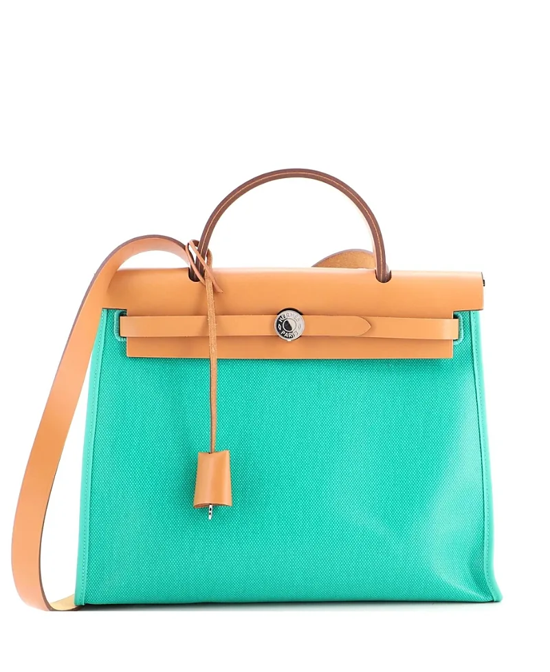 Pre-Owned Hermes 31 Herbag Zip Berline Vache Canvas and Leather by Hermes