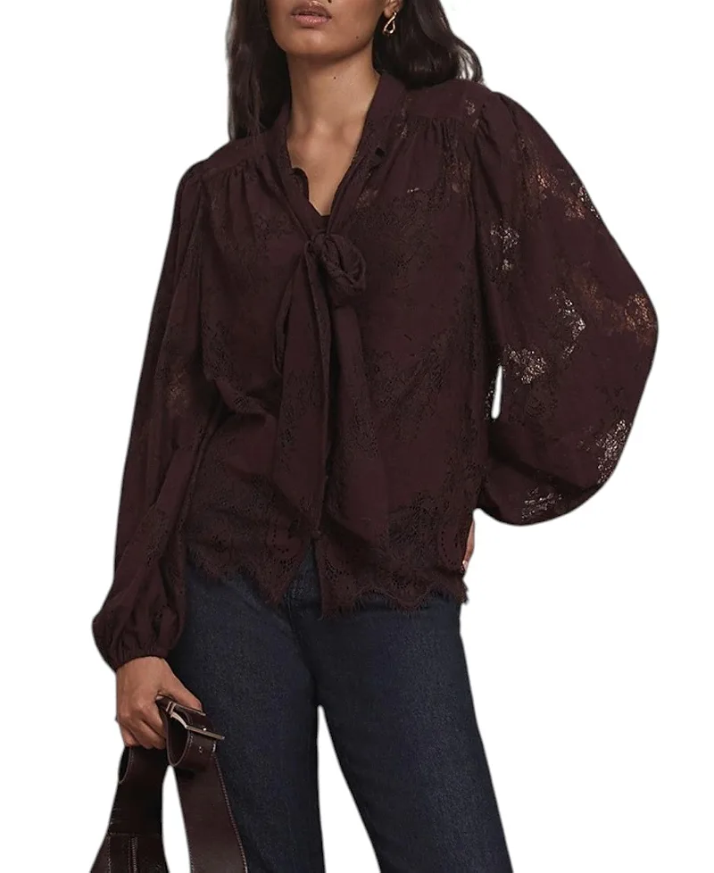 Lace Pussybow Blouse by Mint Velvet