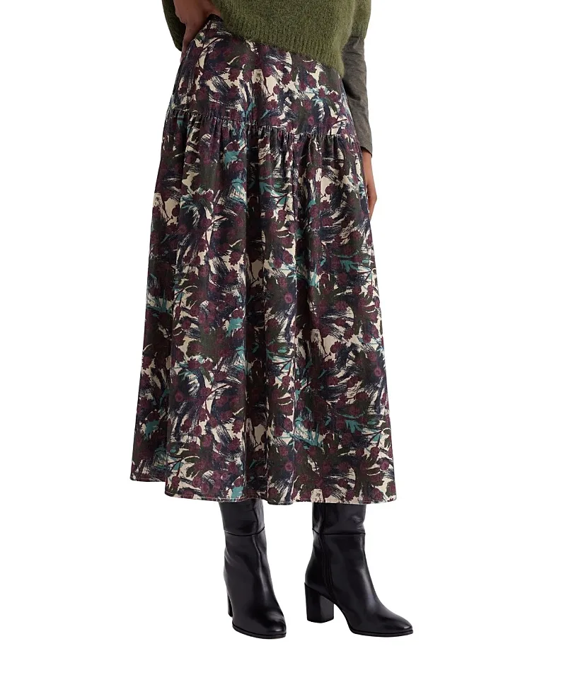 Hamlyn A-Line Tiered Cord Midi Skirt by Seasalt Cornwall
