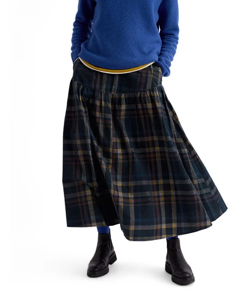 Hamlyn A-Line Tiered Cord Midi Skirt