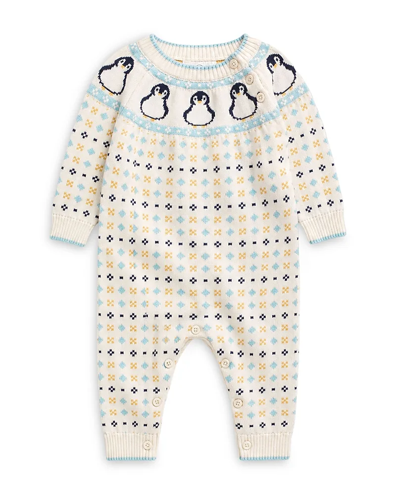 Penguins Knitted Cotton Jumpsuit by Mori