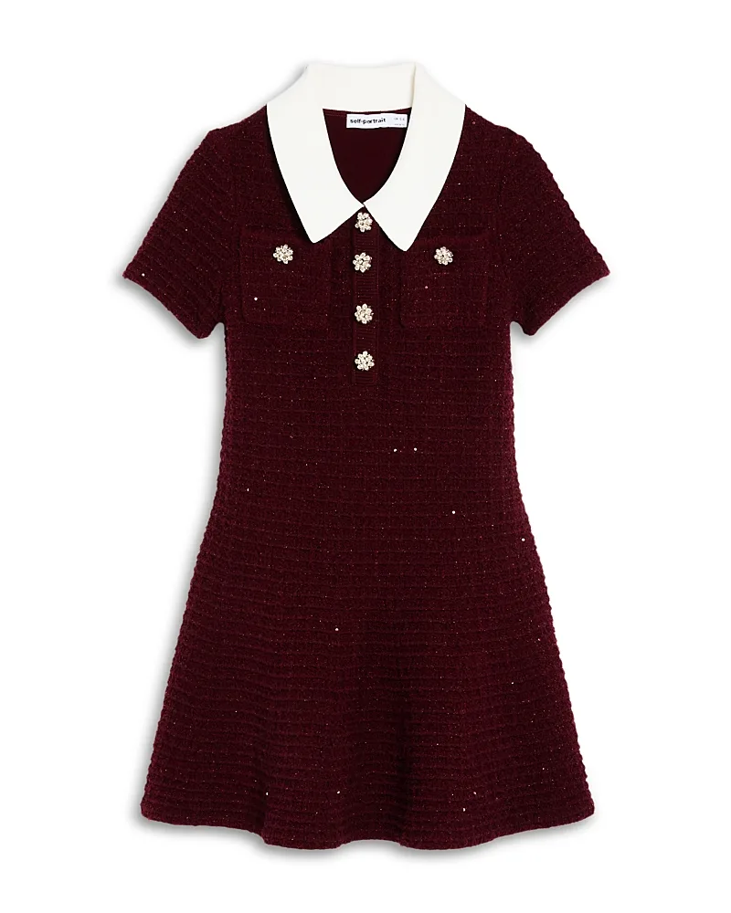 Textured Knit Collared Dress by Self Portrait