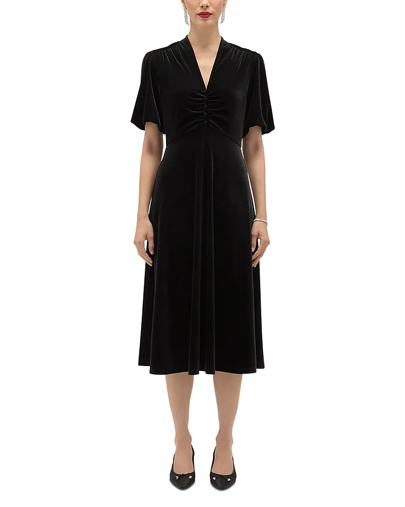 Eleanora Velvet Ruched Front Dress by Hobbs London