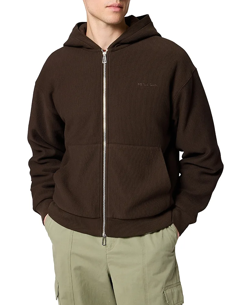 Ps Paul Smith Zip Logo Cotton Hoodie by Paul Smith