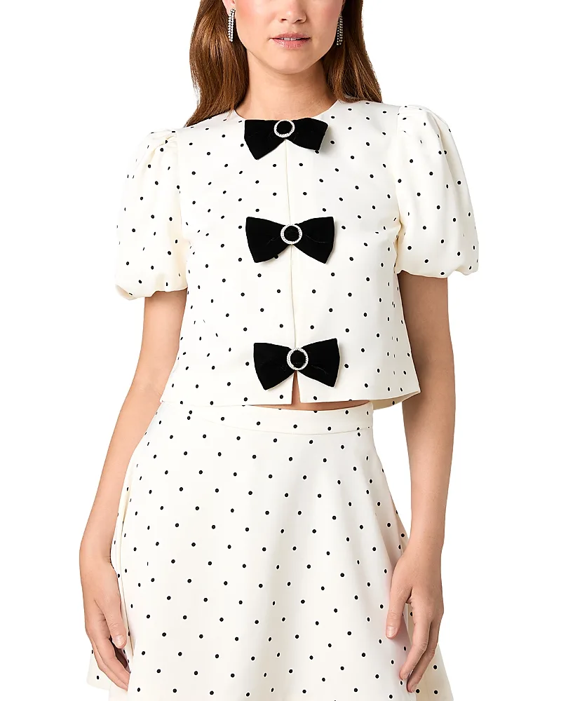 Maelys Puff Sleeve Bow Detail Top by French Connection
