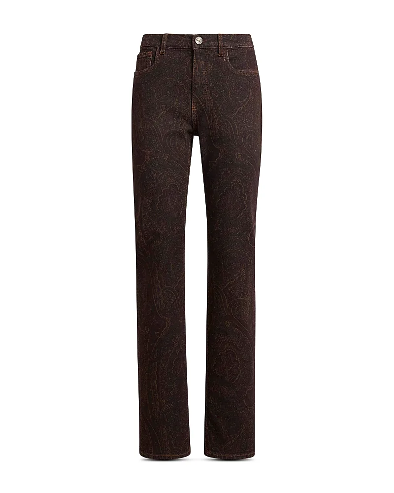 Cotton Stretch Printed Straight Jeans by ETRO