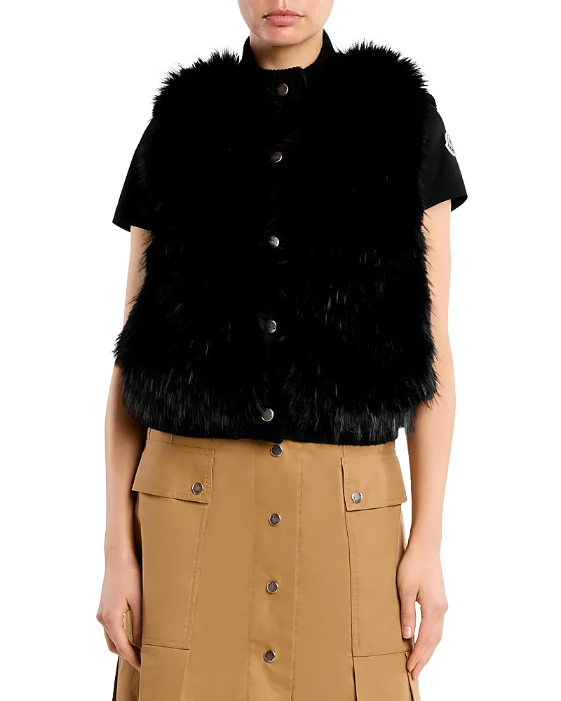 Faux Fur Front Puffer Back Vest by Moncler